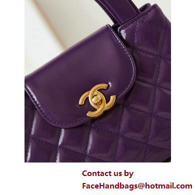 Chanel Shiny Crumpled Calfskin  &  Gold-Tone Metal Mini Shopping Bag AS4416 Purple 2025